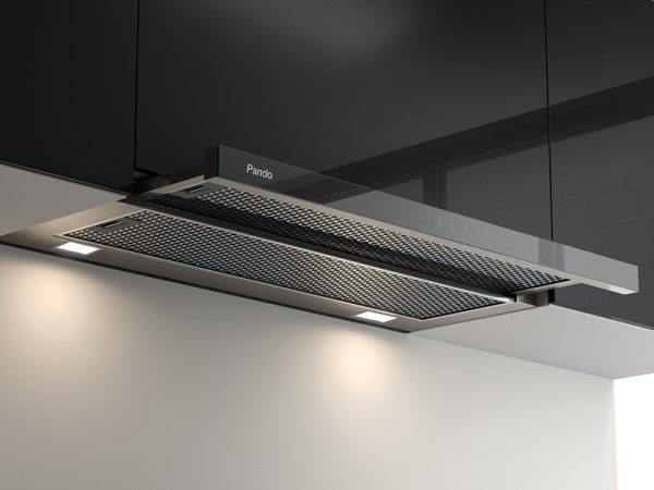Pando IES/60 inox/fekete üveg érintősz. teleszkópos páraelszívó