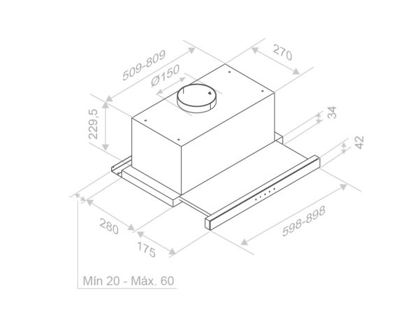 Pando IES/90 inox/fekete üveg érintősz. teleszkópos páraelszívó - Image 2