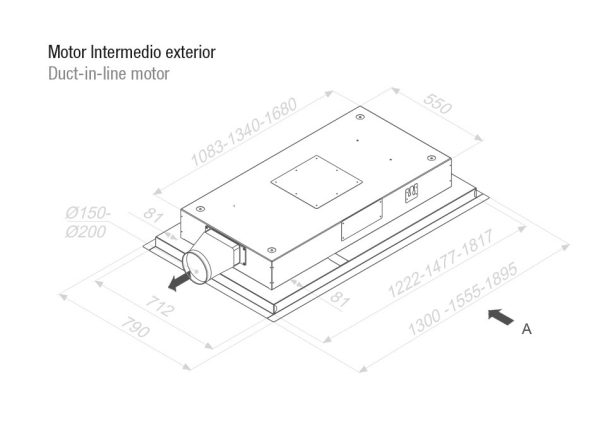 Pando E-250/130 inox ECO mennyezeti páraelszívó - Image 4