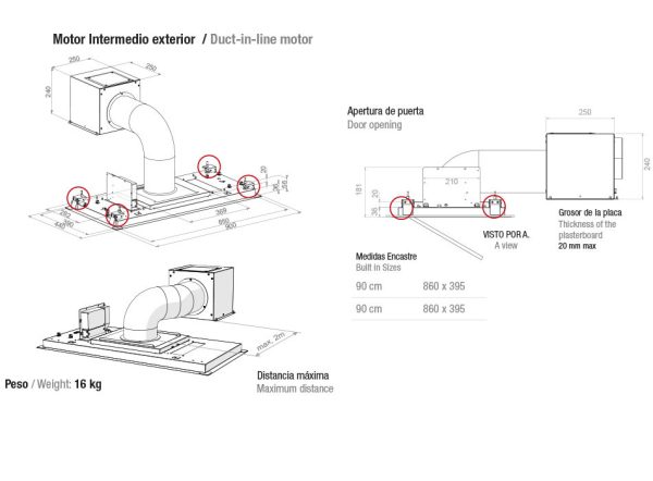 Pando E-295/90 fehér üveg mennyezeti páraelszívó - Image 3