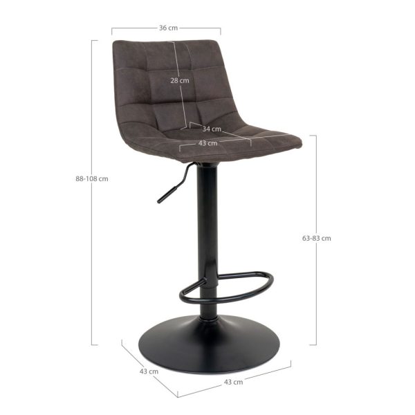 Middelfart bárszék, mikroszálas, sötétszürke, fekete lábak - Image 7