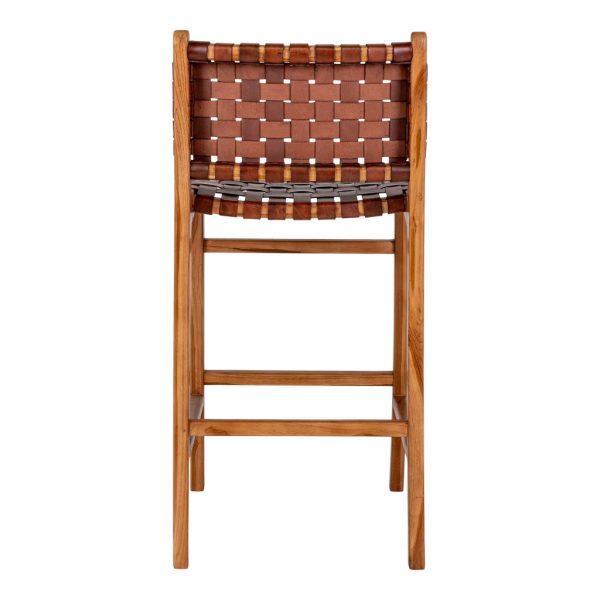Perugia bárszék, bőr, barna, teak fa lábak - Image 10
