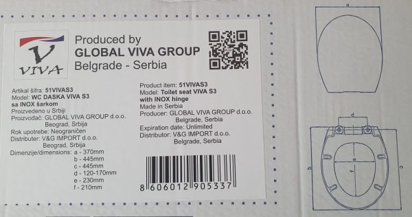 Viva S3 WC ülőke - duroplast - fém zsanérral - Image 5