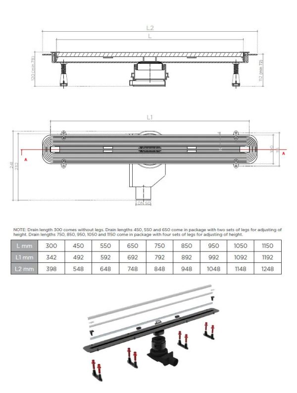 Pestan zuhanyfolyóka Confluo Slim Line 85 cm - Image 6