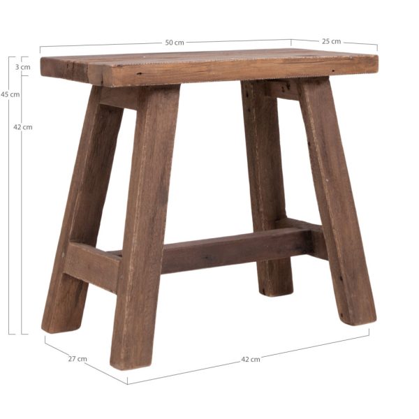Barcelona sámli, teak fa, nature, 50x25x45 cm - Image 6