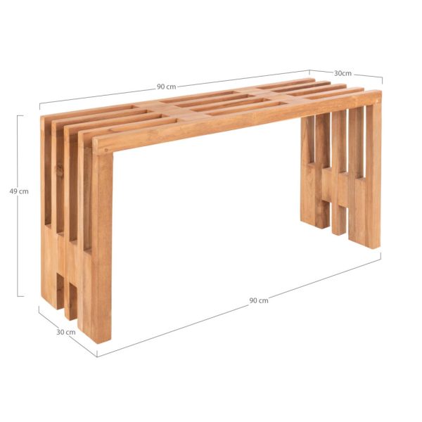 Benidorm pad, teak fa, natúr, 90x30x49 cm - Image 6