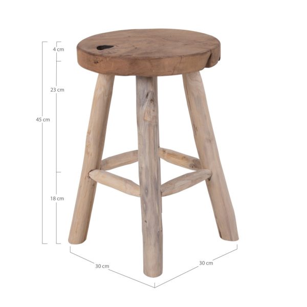 Badia sámli, teak fa, natúr, 4 lábbal 30x45 cm - Image 4