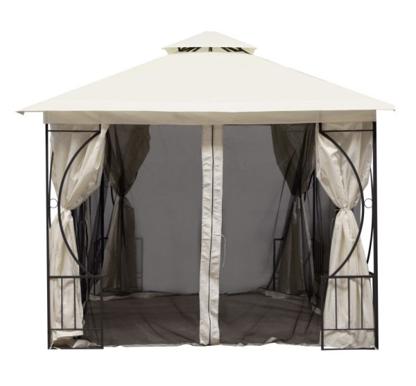 Kerti pavilon 3x3 m szúnyoghálóval bézs - Image 6