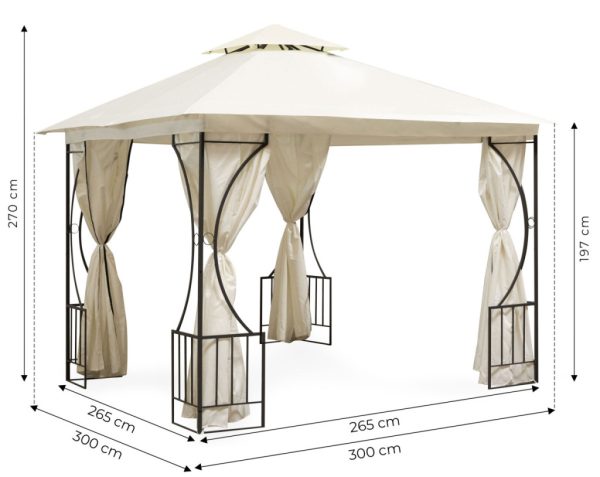Kerti pavilon 3x3 m bézs - Image 9