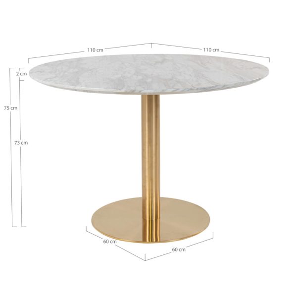 Bolzano kerek étkezőasztal 110x75 cm fehér-sárgaréz - Image 7