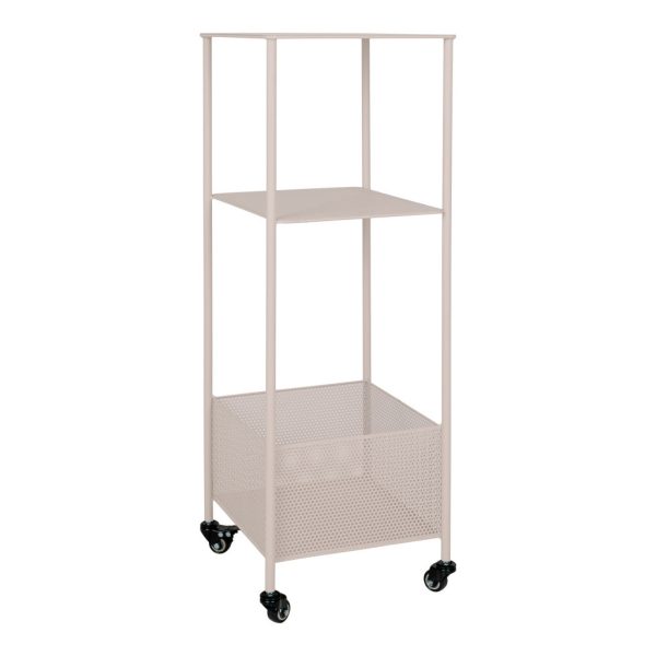 Torres acél polc kerekekkel, bézs, 3 polc 35x35x106 cm