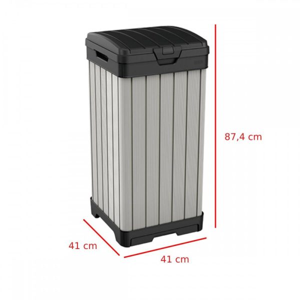 Rockford fa hatású műanyag kültéri szemetes 125L - Image 2