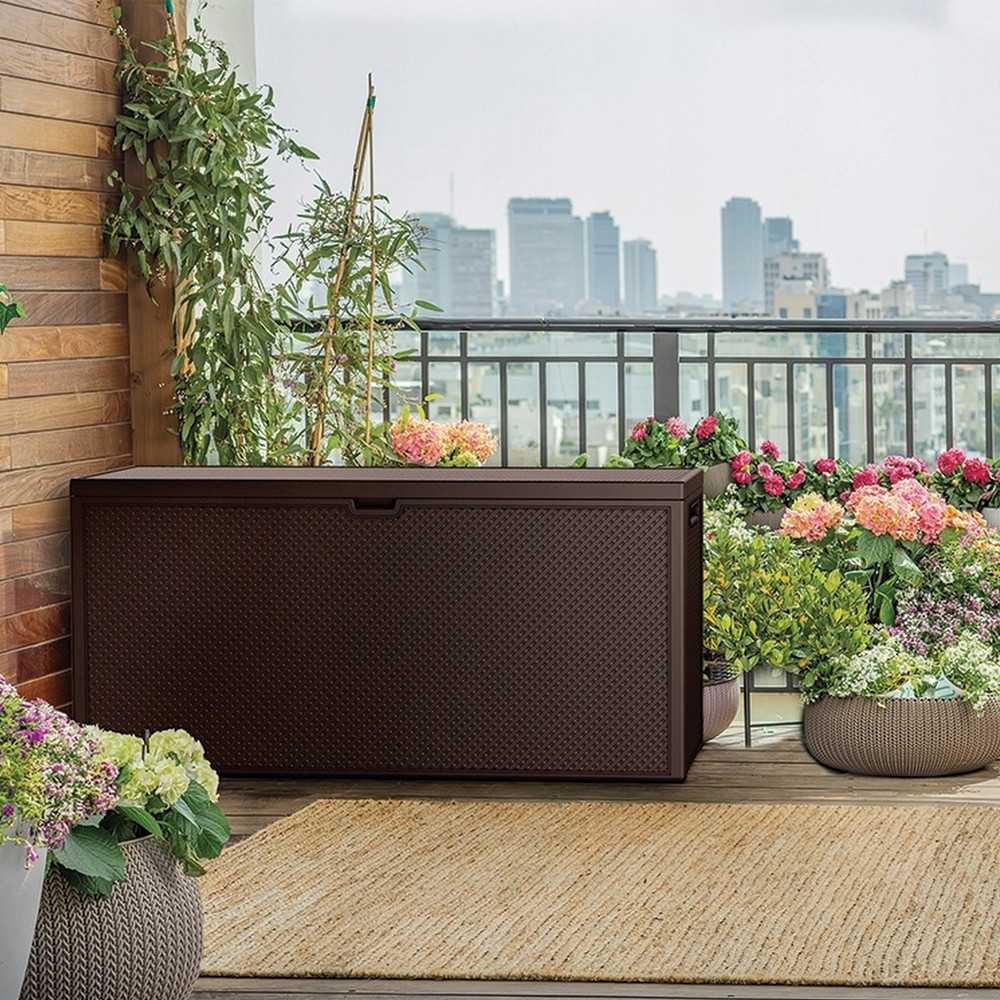 Emily 270L műanyag kerti tároló barna - Image 5