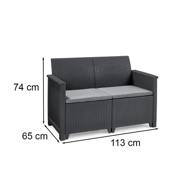 Elodie 2 személyes műrattan kerti kanapé - Image 3