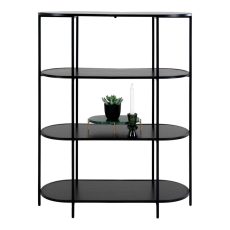Vita Ovális polc, 4 polcos, fekete, fekete keret 85x36x111 cm