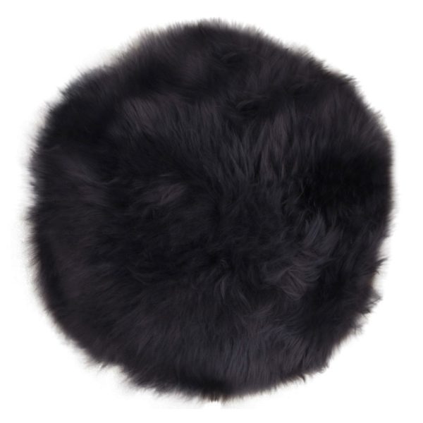 Báránybőr ülőpárna, fekete, 35 cm