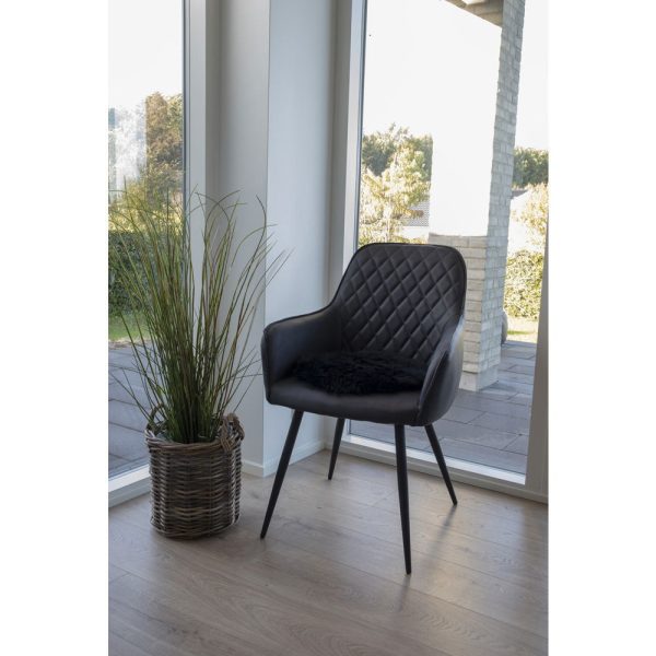 Báránybőr ülőpárna, fekete, 35 cm - Image 2