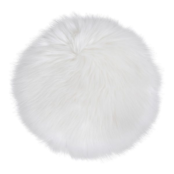 Mesterséges báránybőr ülőpárna, fehér, 35 cm