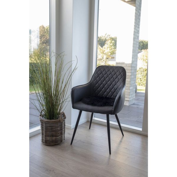 Mesterséges báránybőr ülőpárna, fekete, 35 cm - Image 2
