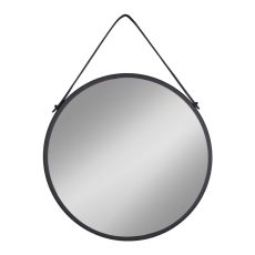 Trapani tükör acél/műbőr, fekete, ø60 cm