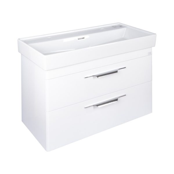 TMP LUX 100D fali fürdőszobabútor - CeraStyle SHARP 37600 DUPLA csaplyukas mosdóval - 100 x 48 cm - Image 2
