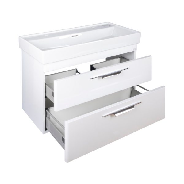 TMP LUX 100D fali fürdőszobabútor - CeraStyle SHARP 37600 DUPLA csaplyukas mosdóval - 100 x 48 cm - Image 3
