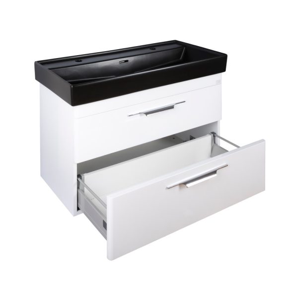 TMP LUX 100D fali fürdőszobabútor - CeraStyle SHARP FEKETE DUPLA csaplyukas mosdóval - 100 x 48 cm - Image 3