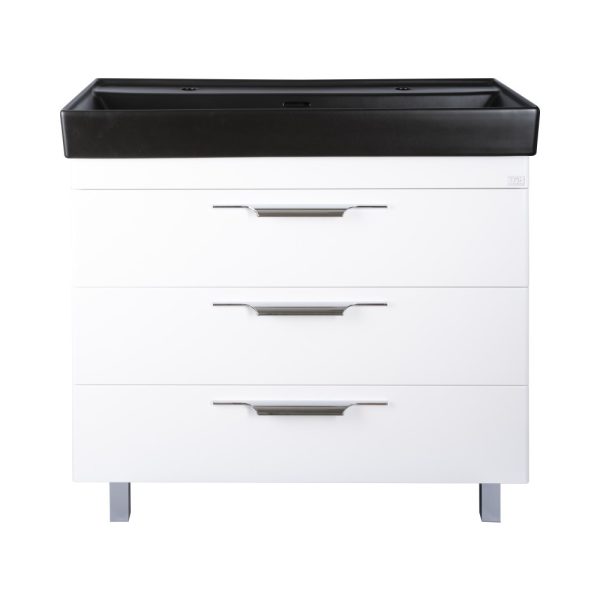 TMP TRIO 100D álló fürdőszobabútor - CeraStyle SHARP FEKETE DUPLA csaplyukas mosdóval - 100 x 48 cm
