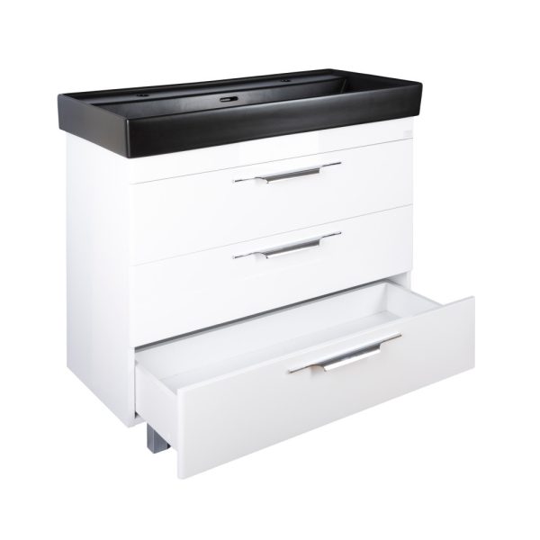 TMP TRIO 100D álló fürdőszobabútor - CeraStyle SHARP FEKETE DUPLA csaplyukas mosdóval - 100 x 48 cm - Image 3