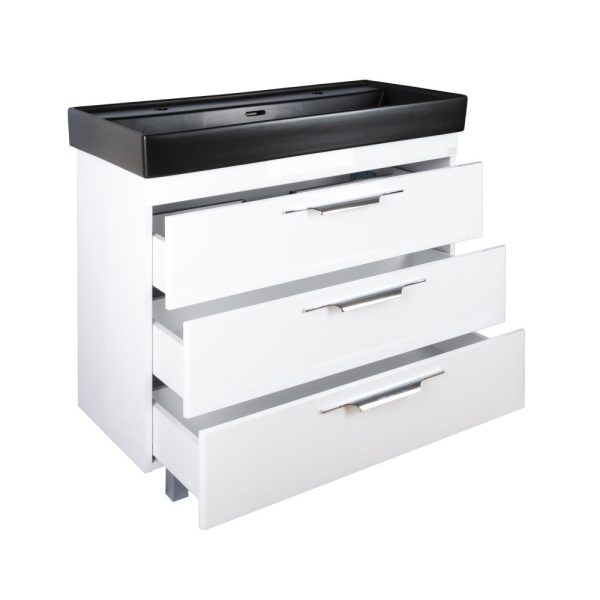 TMP TRIO 100D álló fürdőszobabútor - CeraStyle SHARP FEKETE DUPLA csaplyukas mosdóval - 100 x 48 cm - Image 5