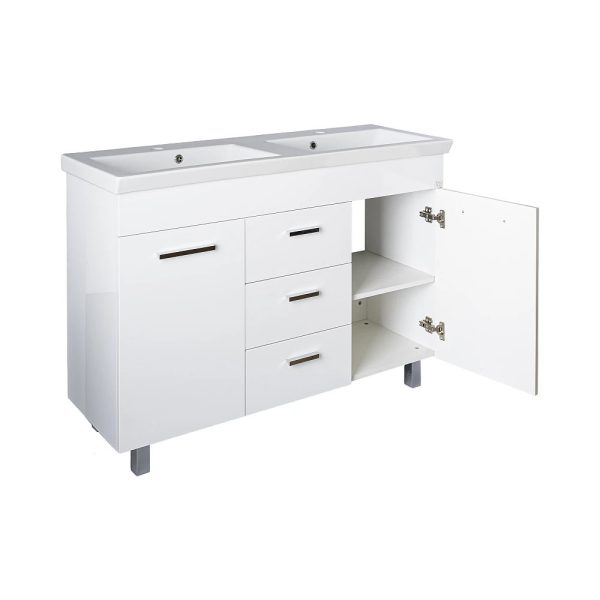 TMP FLAT 120 álló fürdőszobabútor - Sanovit ISIK 4120 DUPLA porcelán mosdóval - 120 x 44 cm - Image 3