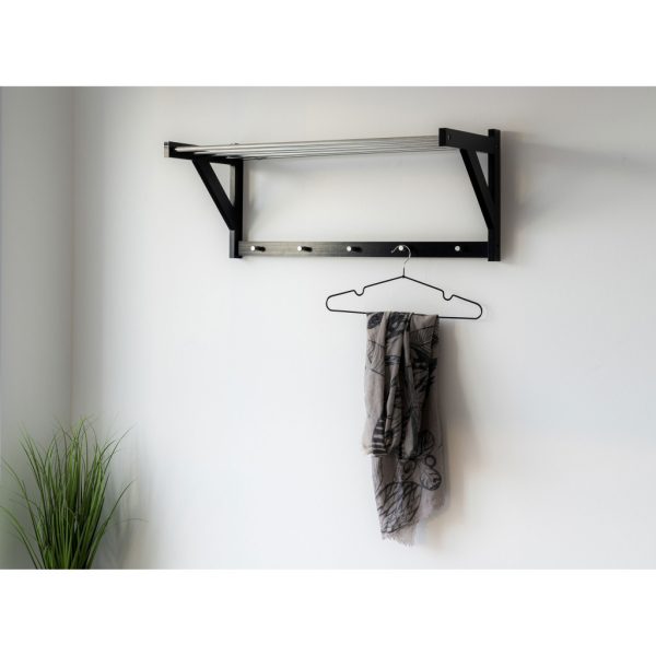 Padova kalaptartó fogas, fekete fa, fekete steel 78x32 cm - Image 7