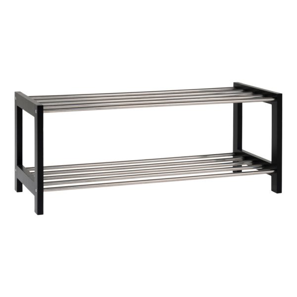 Padova cipőtartó fekete fa, 2 polc in steel 78x34 cm