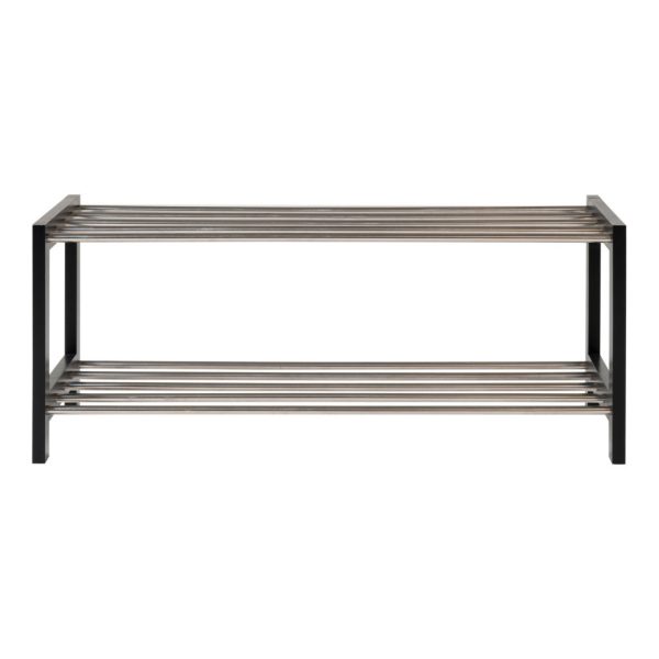 Padova cipőtartó fekete fa, 2 polc in steel 78x34 cm - Image 3