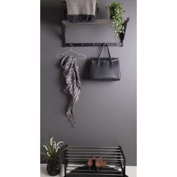 Padova cipőtartó fekete fa, 2 polc in steel 78x34 cm - Image 6