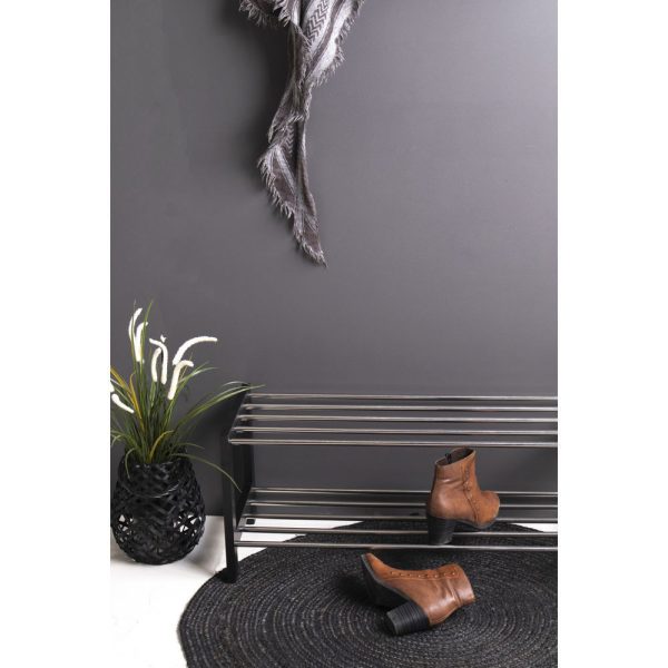 Padova cipőtartó fekete fa, 2 polc in steel 78x34 cm - Image 7