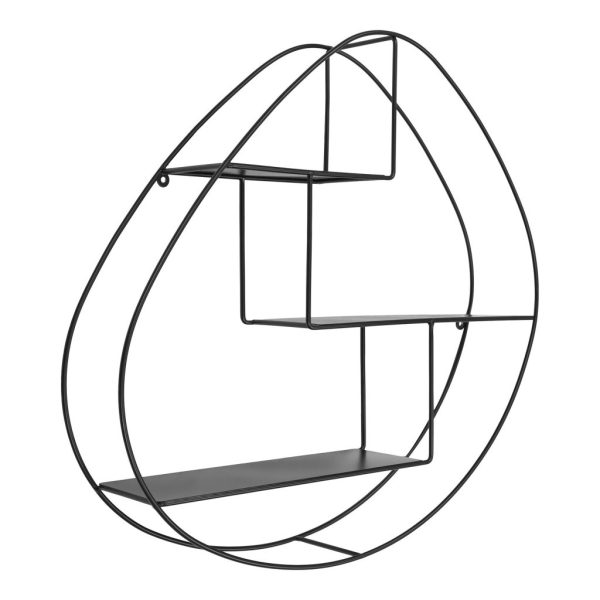 Wrexham fali polc, 3 polc, organikus forma, acél, fekete 60x12x60 cm - Image 3