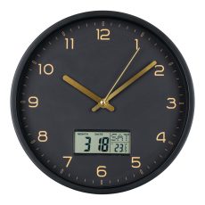 Amiens falióra digitális kijelzővel, műanyag, fekete, hangtalan, 25 cm