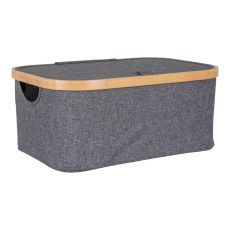 Noto kosár, bambusz/textil, sötétszürke, 38x26x16 cm