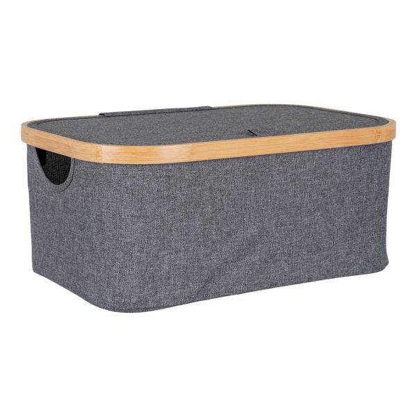 Noto kosár, bambusz/textil, sötétszürke, 38x26x16 cm
