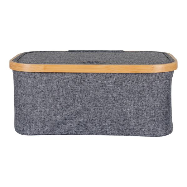 Noto kosár, bambusz/textil, sötétszürke, 38x26x16 cm - Image 5