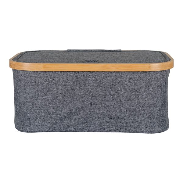 Noto kosár, bambusz/textil, sötétszürke, 38x26x16 cm - Image 6