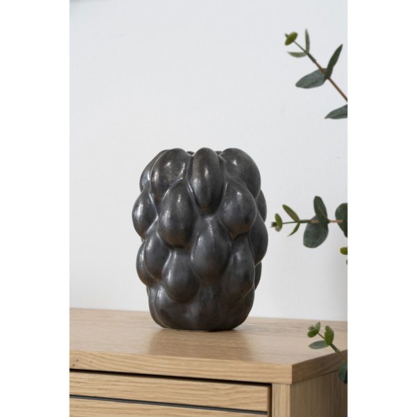 Váza, kerámia, fekete, 14x15x19 cm - Image 2