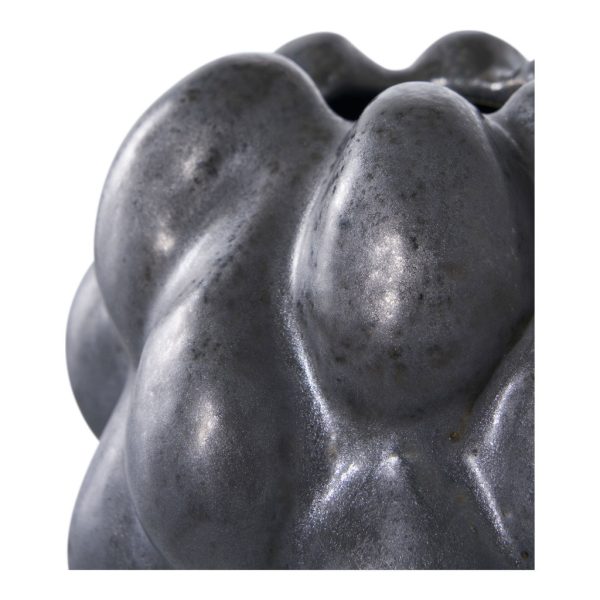 Váza, kerámia, fekete, 14x15x19 cm - Image 3
