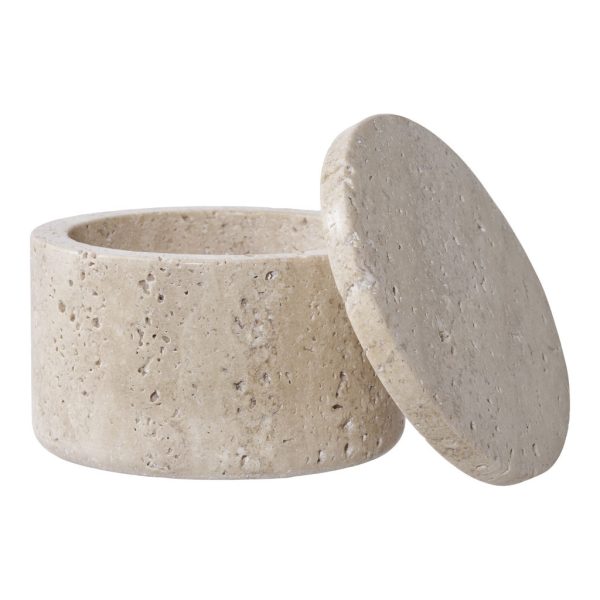 Tárolóedény fedéllel, travertin, natúr ø10x6,5 cm - Image 3