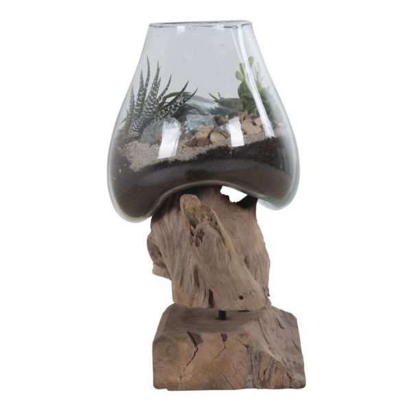 San Marino vízcsepp asztali dekoráció, teak fa/üveg, 25 cm - Image 3