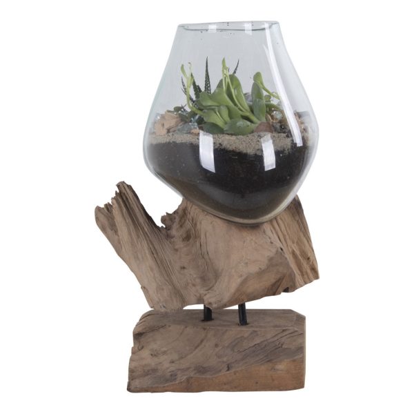San Marino vízcsepp asztali dekoráció, teak fa/üveg, 25 cm - Image 4