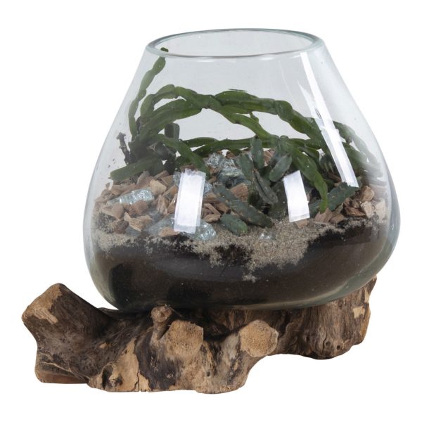 San Marino vízcsepp asztali dekoráció, teak fa/üveg, 20 cm - Image 3