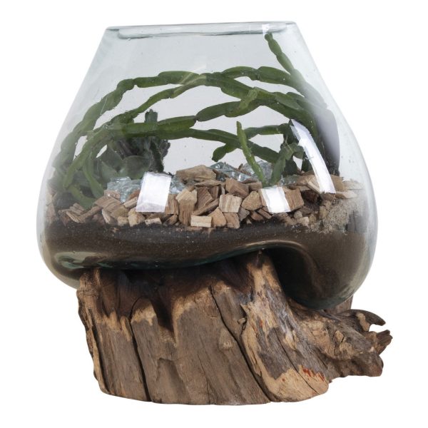 San Marino vízcsepp asztali dekoráció, teak fa/üveg, 20 cm - Image 4