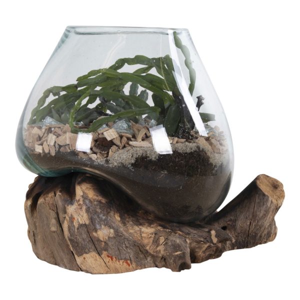 San Marino vízcsepp asztali dekoráció, teak fa/üveg, 20 cm - Image 5